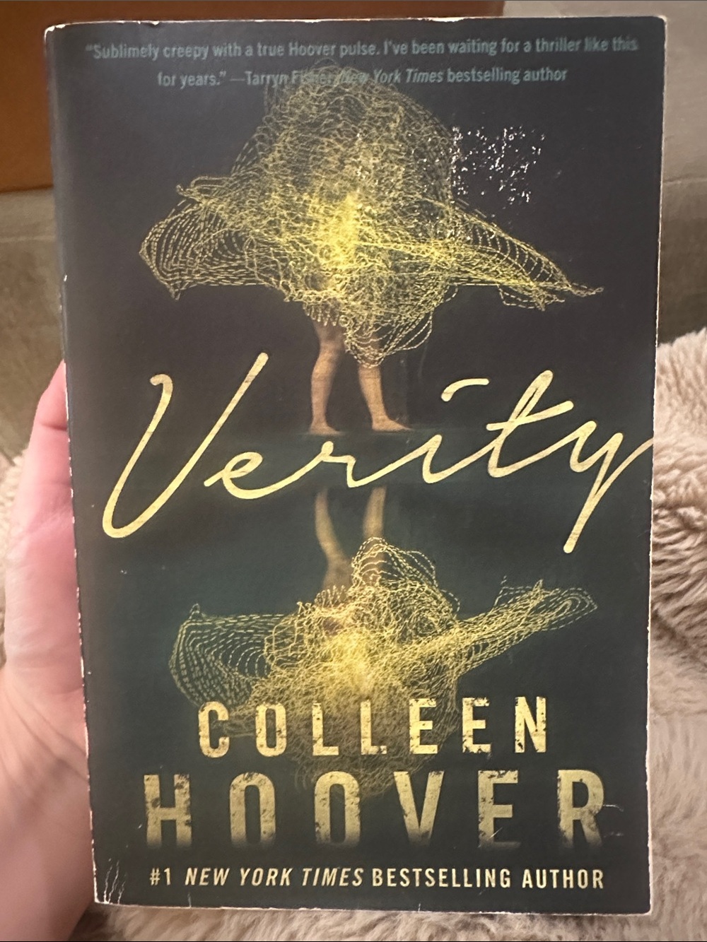 Verity by Colleen Hoover — Black & Gold Paperback Back Cover
